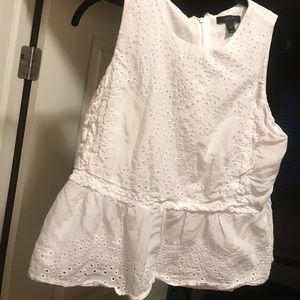 White zip up j crew tank